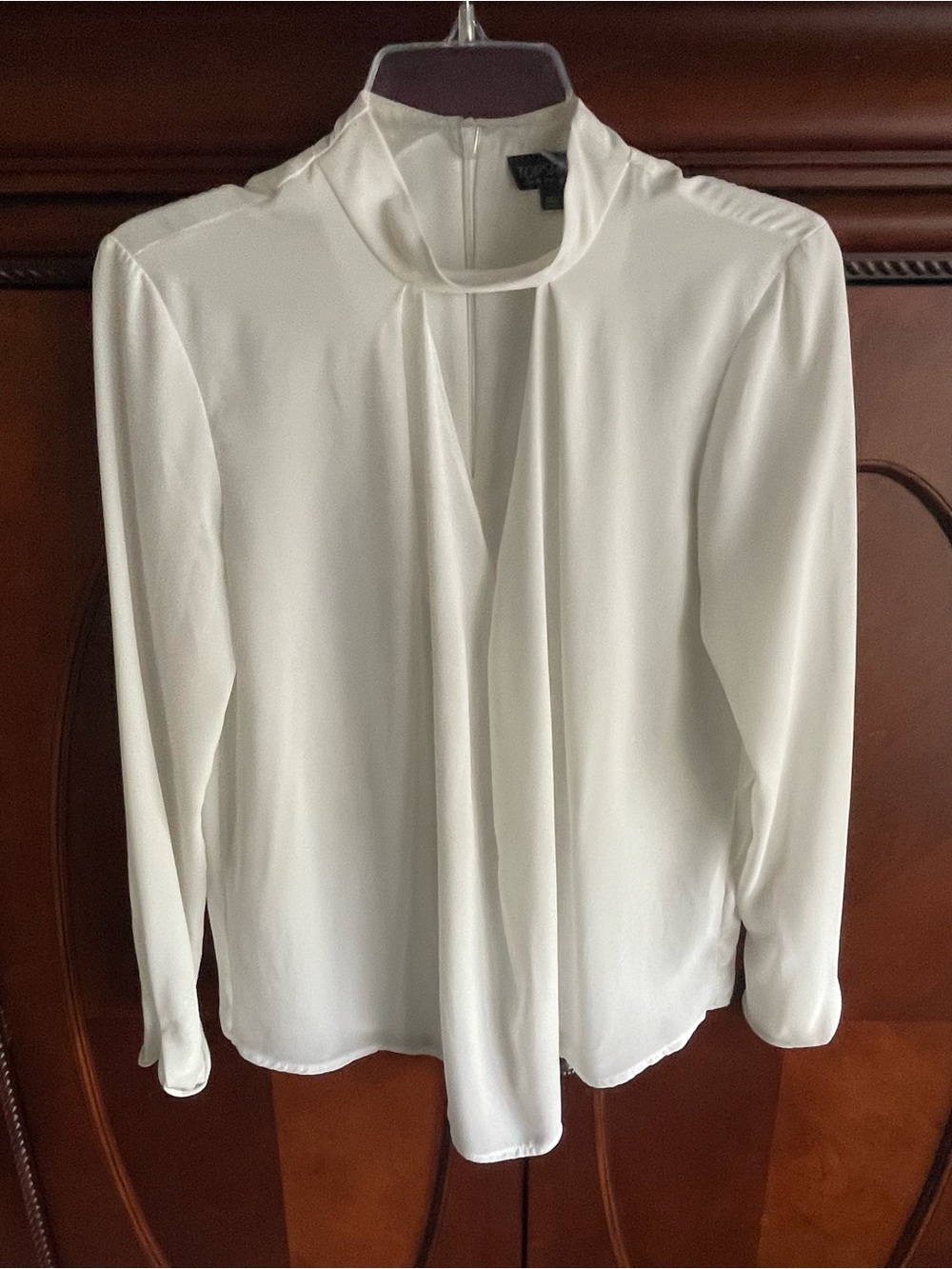 Topshop white Mock Neck Long-Sleeve Blouse - Picture 1 of 3